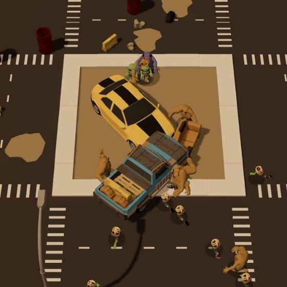 Armored Truck: a pickup truck ploughs through a zombie horde
